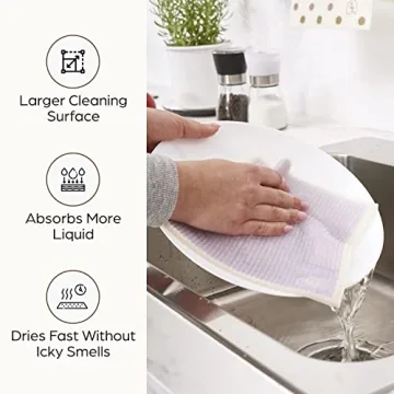 Swedish Dish Cloths for Kitchen - Reusable Dishcloths for Washing Dishes - Each Cellulose Dish Cloth Replaces 15 Rolls of Paper Towels and is More Absorbent than a Sponge - Dishcloth Set of Six