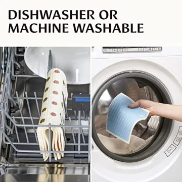 Swedish Dish Cloths for Kitchen - Reusable Dishcloths for Washing Dishes - Each Cellulose Dish Cloth Replaces 15 Rolls of Paper Towels and is More Absorbent than a Sponge - Dishcloth Set of Six