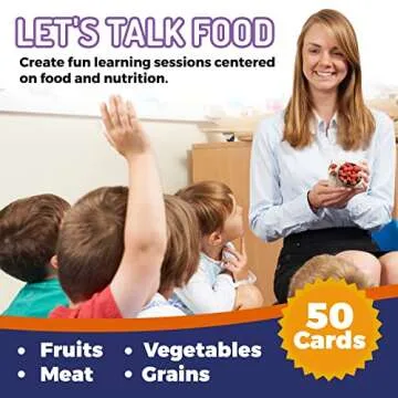 50 Food Double Sided Flash Cards - Nutritious Fruits, Heathly Vegetables, Yummy Desserts & Snacks - Educational Learning Picture Cards for Kids, Adults, Speech Therapy, ESL, ABA, Autism, Dementia