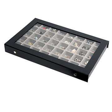 40 Slot Earring Organizer Tray with Clear Lid