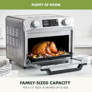 GreenPan Bistro Stainless Steel 9-in-1 Air Fry Oven, Nonstick Baking Pan, Stainless Steel Rack, and ...