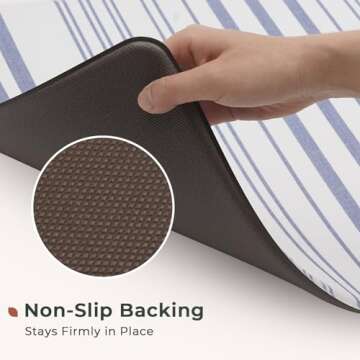 FRESHMINT Farmhouse Stripe Anti-Fatigue Kitchen Mat Set of 2, Cushioned Foam Kitchen Mats for Floor, Waterproof Non Slip Comfort Mat, Modern Kitchen Rug for Kitchen Decor, Sink, Laundry, Office