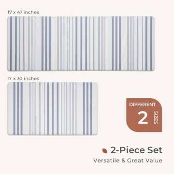 FRESHMINT Farmhouse Stripe Anti-Fatigue Kitchen Mat Set of 2, Cushioned Foam Kitchen Mats for Floor, Waterproof Non Slip Comfort Mat, Modern Kitchen Rug for Kitchen Decor, Sink, Laundry, Office