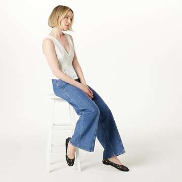 The Drop Women's Pepper Ballet Flat with Bow, Black Mesh/Rhinestone, 5.5