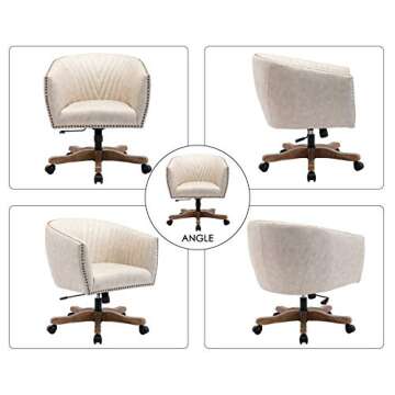 Guyou Retro Barrel Swivel Office Chair for Comfort & Style