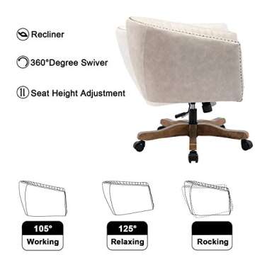 Guyou Retro Barrel Swivel Office Chair for Comfort & Style