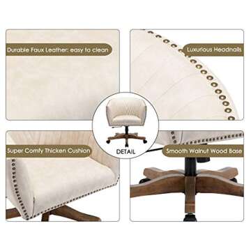 Guyou Retro Barrel Swivel Office Chair for Comfort & Style