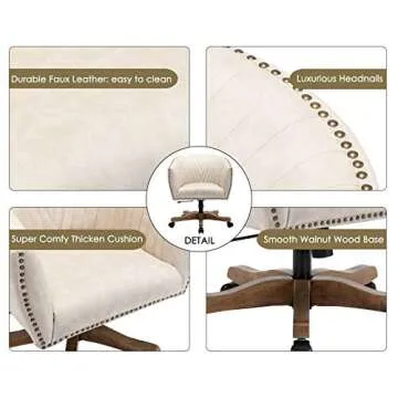 Guyou Retro Barrel Swivel Office Chair for Comfort & Style