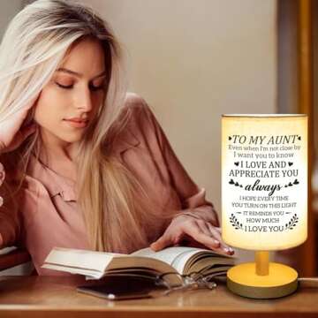 Calibron Mothers Day Gifts for Aunt - Stylish Fabric Lamp with Wood Stand