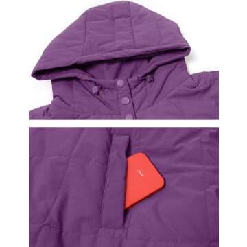 AMEBELLE Women's Oversized Hooded Puffer Jacket Quilted Lightweight Winter Warm Pullover Padded Hoodies Coat(2611-Purple-M)