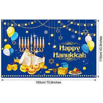 Tatuo Large Happy Hanukkah Party Decoration Chanukah Photography Backdrop 70.9 x 43.3 Inch Hanukkah ...