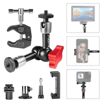 ADAI 7inch Magic Arm Adjustable Articulating Friction Arm Camera Arm & Large Super Clamp for DSLR Camera Rig,LCD Monitor LED Lights,Flash Light/DJI Osmo