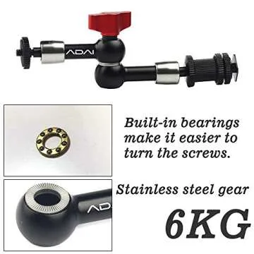 ADAI 7inch Magic Arm Adjustable Articulating Friction Arm Camera Arm & Large Super Clamp for DSLR Camera Rig,LCD Monitor LED Lights,Flash Light/DJI Osmo