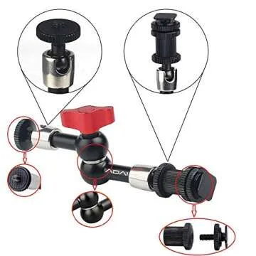 ADAI 7inch Magic Arm Adjustable Articulating Friction Arm Camera Arm & Large Super Clamp for DSLR Camera Rig,LCD Monitor LED Lights,Flash Light/DJI Osmo