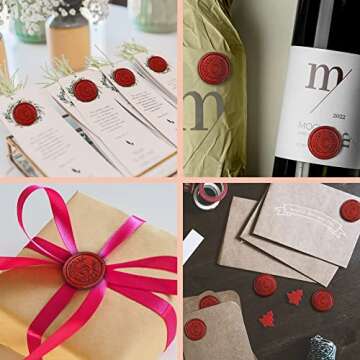 25Pcs Red Letter J Adhesive Wax Seal Stickers, Hand-Made, No Need Seal Stamp, Tear and Use Wax Stickers for Wedding Invitations, Envelopes, Christmas Gift