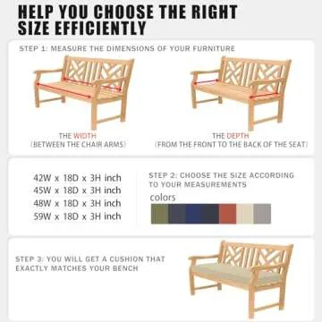 Favoyard Outdoor Bench Cushion 45 x 18 Inch Waterproof Patio Furniture Cushions 3-Year Color Fastness Garden Sofa Settee Couch Swing Pads with Handle and Adjustable Straps, Beige