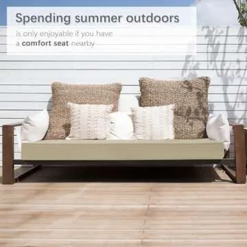 Favoyard Outdoor Bench Cushion 45 x 18 Inch Waterproof Patio Furniture Cushions 3-Year Color Fastness Garden Sofa Settee Couch Swing Pads with Handle and Adjustable Straps, Beige