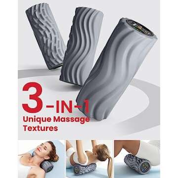 FITINDEX Foam Roller for Back Pain, 5-Speed Vibrating Foam Roller Muscle Massage, FSA HSA Eligible Exercise, Yoga, Muscles Deep Tissue, Physical Therapy, Muscle Recovery, Neck, Leg, Rechargeable, Gray