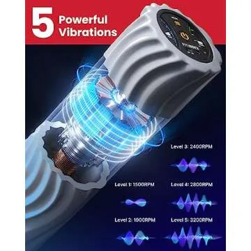 FITINDEX Foam Roller for Back Pain, 5-Speed Vibrating Foam Roller Muscle Massage, FSA HSA Eligible Exercise, Yoga, Muscles Deep Tissue, Physical Therapy, Muscle Recovery, Neck, Leg, Rechargeable, Gray