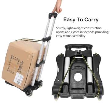 Folding Hand Truck, 80 lbs Heavy Duty Solid Construction Utility Cart Compact and Lightweight for Luggage, Personal, Travel, Auto, Moving and Office Use - Portable Fold Up Dolly