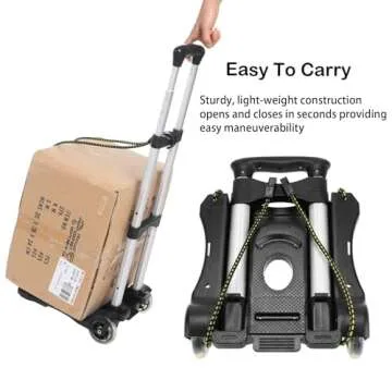 Folding Hand Truck, 80 lbs Heavy Duty Solid Construction Utility Cart Compact and Lightweight for Luggage, Personal, Travel, Auto, Moving and Office Use - Portable Fold Up Dolly