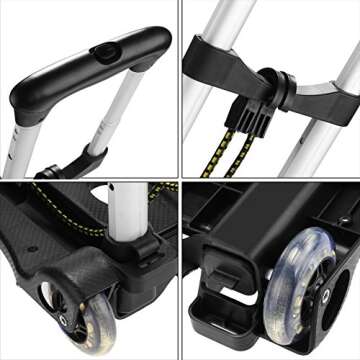 Folding Hand Truck, 80 lbs Heavy Duty Solid Construction Utility Cart Compact and Lightweight for Luggage, Personal, Travel, Auto, Moving and Office Use - Portable Fold Up Dolly