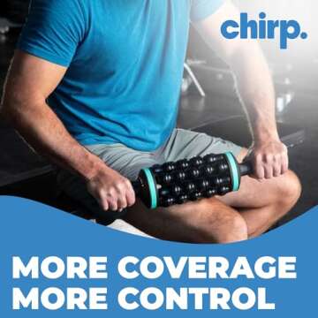 Chirp RPM Rolling Percussive Massager, Percussive Therapy, Whole Body Relief, Deep Tissue and Muscle Recovery, Percussion Massage, Rechargeable, Hands-Free Base, Powerful, 5-Speed Reversible Spin