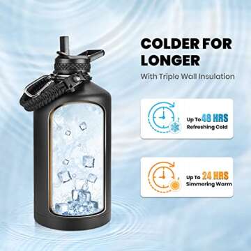 RAYMYLO One Gallon Water Bottle Insulated, Triple Walled Vacuum Stainless Steel (Cold for 48 Hrs), L...