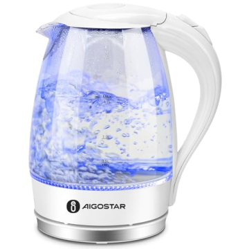 Aigostar Electric Kettle, 1500W Cordless Electric Tea and Hot Water Kettle with Filter, LED Illumina...