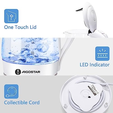 Aigostar 1500W Electric Kettle with Filter and LED Light