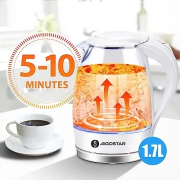 Aigostar 1500W Electric Kettle with Filter and LED Light
