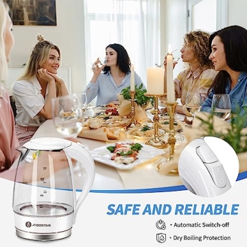 Aigostar 1500W Electric Kettle with Filter and LED Light