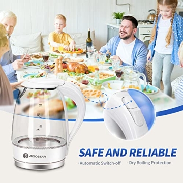 Aigostar 1500W Electric Kettle with Filter and LED Light