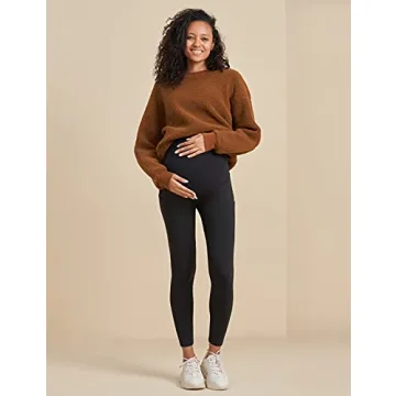 POSHDIVAH Women's Maternity Fleece Lined Leggings