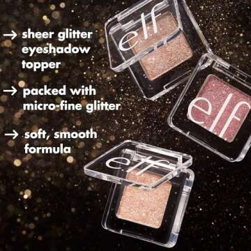 e.l.f. Fine As Fleck Glitter Eyeshadow, Long-Lasting Sheer Eye Makeup With A Shimmer Finish, Soft, Smooth Formula, Vegan & Cruelty-Free, White Hot