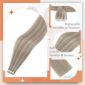 Full Shine Seamless Tape in Hair Extensions - Ash Blonde Mixed Color