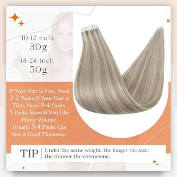 Full Shine Seamless Tape in Hair Extensions - Ash Blonde