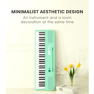 The ONE Smart Keyboard COLOR 61 Lighted Keys Piano Keyboard, MIDI Electric Piano for Beginners with 256 Tones, 64 Polyphony, Built-in LED Lights and Free Apps (Green)