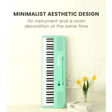 The ONE Smart Keyboard COLOR 61 Lighted Keys Piano Keyboard, MIDI Electric Piano for Beginners with 256 Tones, 64 Polyphony, Built-in LED Lights and Free Apps (Green)