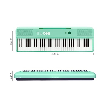 The ONE Smart Keyboard COLOR 61 Lighted Keys Piano Keyboard, MIDI Electric Piano for Beginners with 256 Tones, 64 Polyphony, Built-in LED Lights and Free Apps (Green)