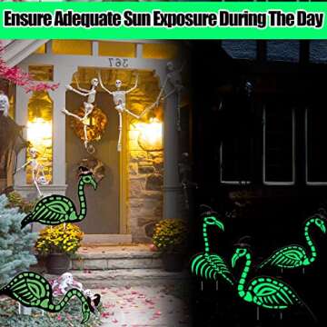 WILLBOND 6 Pcs Halloween Glow in the Dark Skeleton Flamingo Scary Creepy Halloween Outdoor Decor Zom...