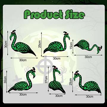 WILLBOND 6 Pcs Halloween Glow in the Dark Skeleton Flamingo Scary Creepy Halloween Outdoor Decor Zombie Flamingo Yard Decor Flamingo Skeleton Decor Scary Halloween Decor for Halloween Party