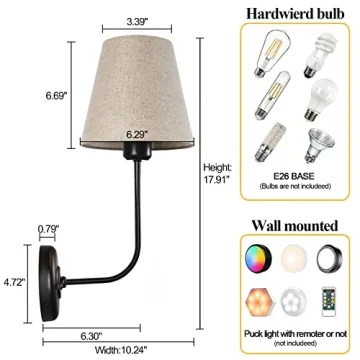 Buy PASSICA Vintage Industrial Wall Sconces Set of 2