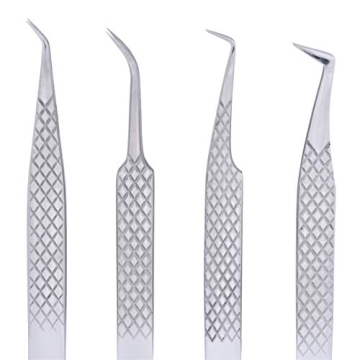 M LASH Eyelash Extension Tweezers - Set of 4 Professional Tools