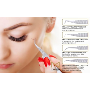 M LASH Eyelash Extension Tweezers - Set of 4 Professional Tools
