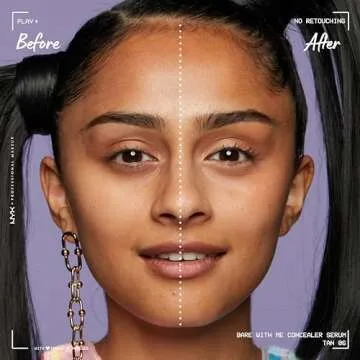 NYX PROFESSIONAL MAKEUP Bare With Me Concealer Serum, Concealer Makeup For Up To 24Hr Hydration - Tan