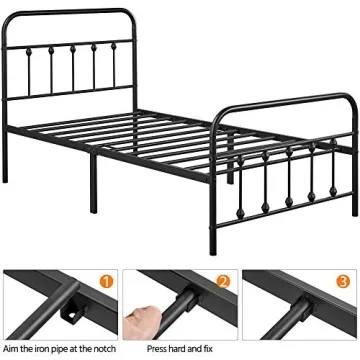 Elegant Victorian Twin Metal Bed Frame - Strong & Stylish
