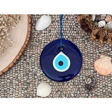 Erbulus 4.3" Glass Blue Evil Eye Wall Hanging Amulet
