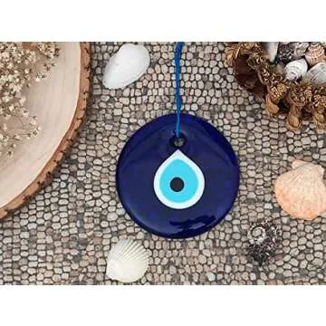 Erbulus 4.3" Glass Blue Evil Eye Wall Hanging Amulet