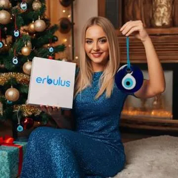 Erbulus 4.3" Glass Blue Evil Eye Wall Hanging Amulet